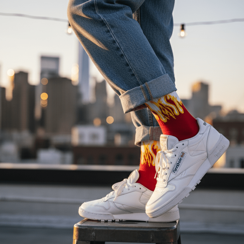 Elemental Blaze - RED/WHITE - YELLOW FLAMES - Sockscarving - Feel The Comfort
