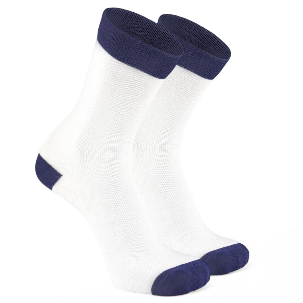 Coastal Classic - Full White & Navy Blue - Sockscarving - Feel The Comfort