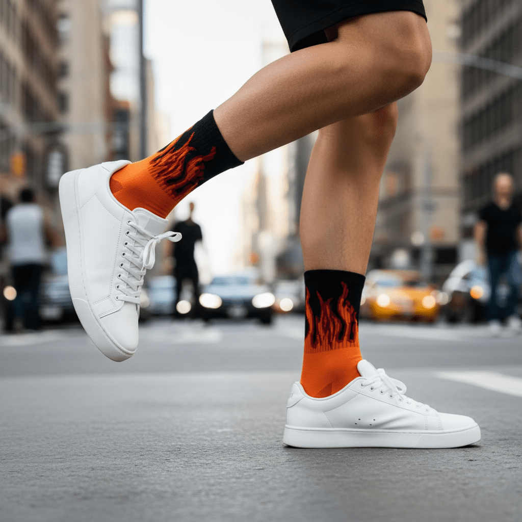 Elemental Blaze - ORANGE/BLACK - RED FLAMES - Sockscarving - Feel The Comfort