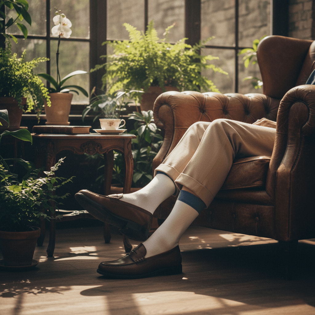 Serene Hue - Full White & Bombay Grey - Sockscarving - Feel The Comfort