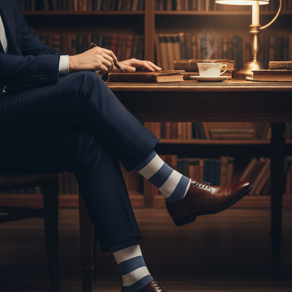 Serene Hue - Bombay Grey & White Stripe - Sockscarving - Feel The Comfort