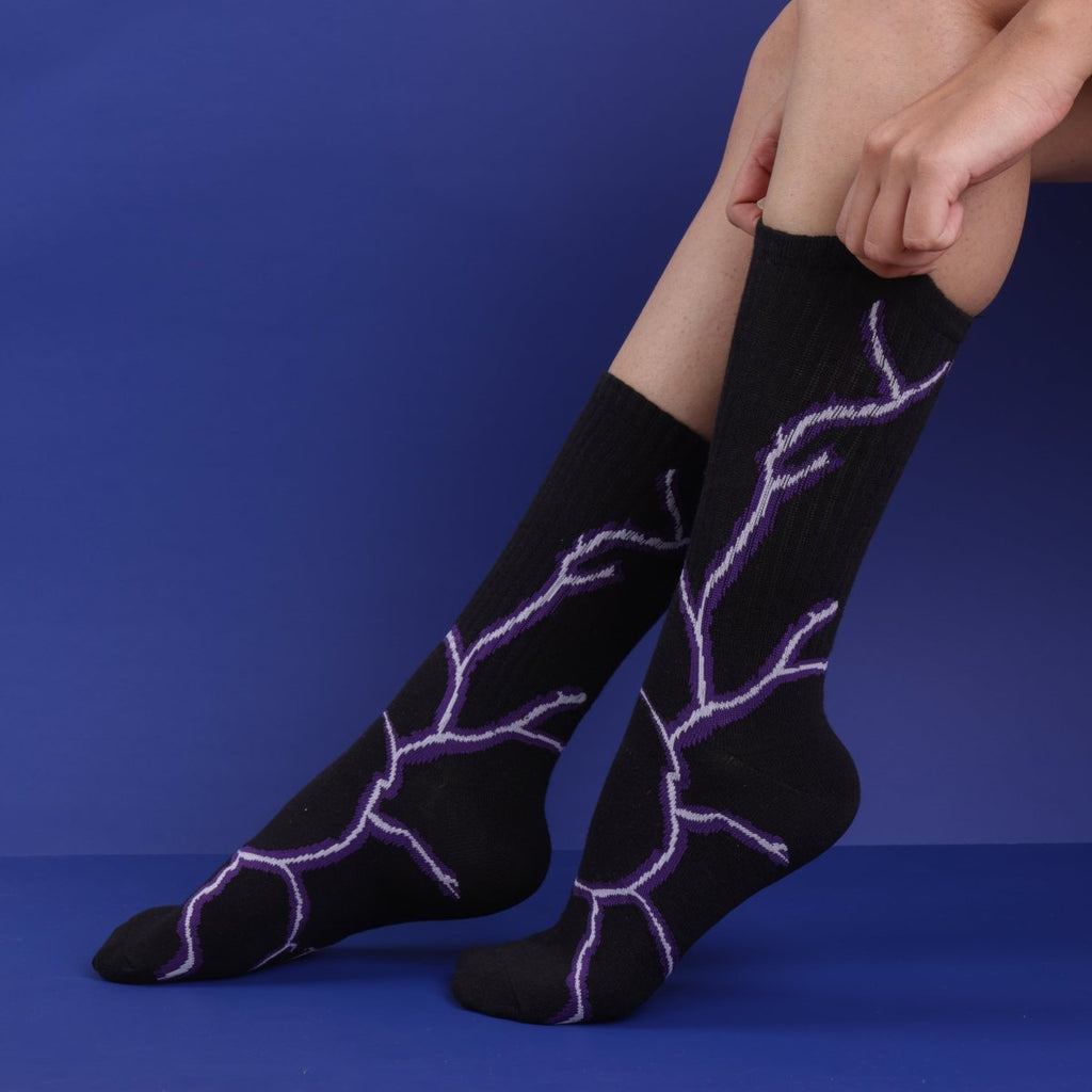 Elemental Shock - BLACK - PURPLE LIGHT - Sockscarving - Feel The Comfort