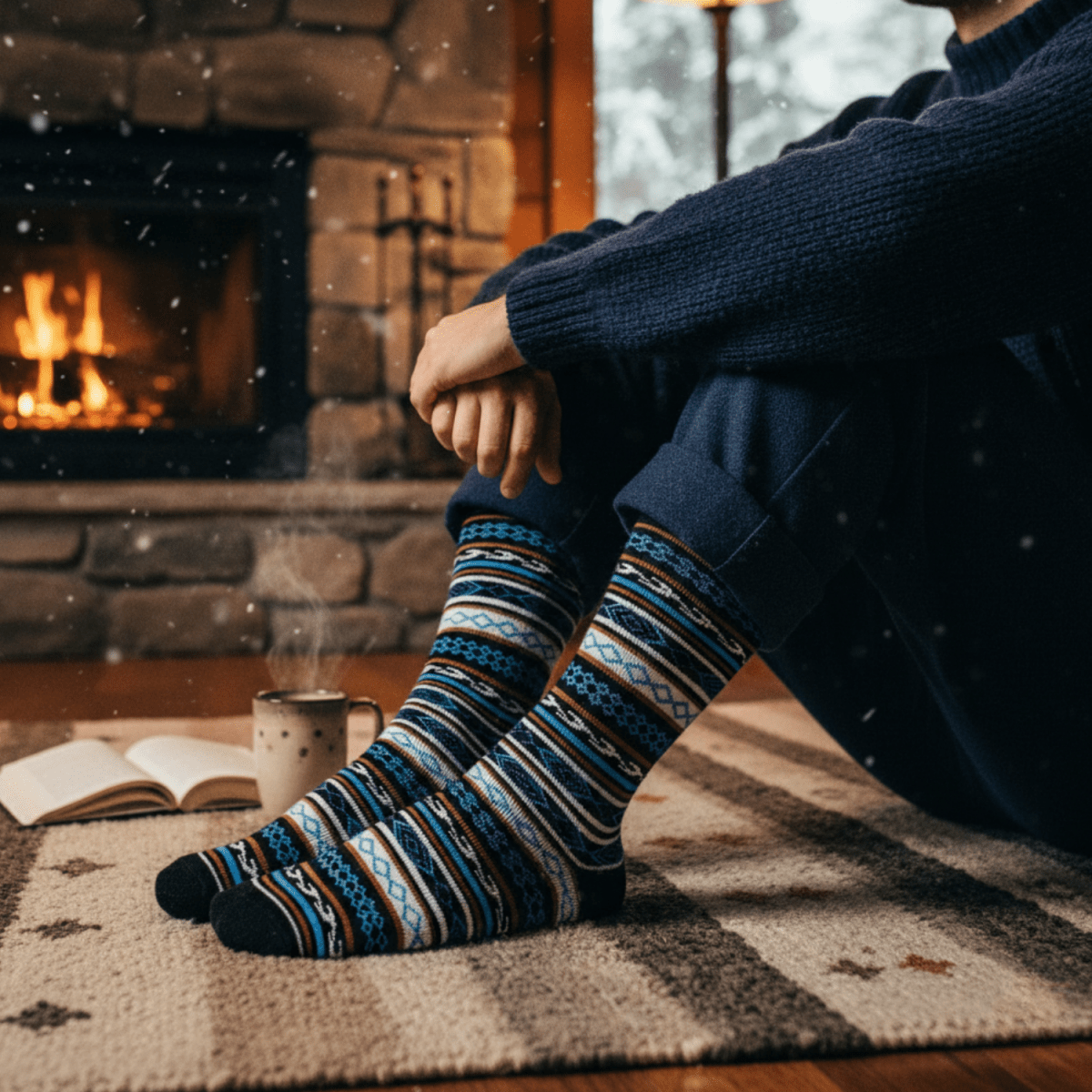 Nomad Knit - BLACK/BLUE - Sockscarving - Feel The Comfort