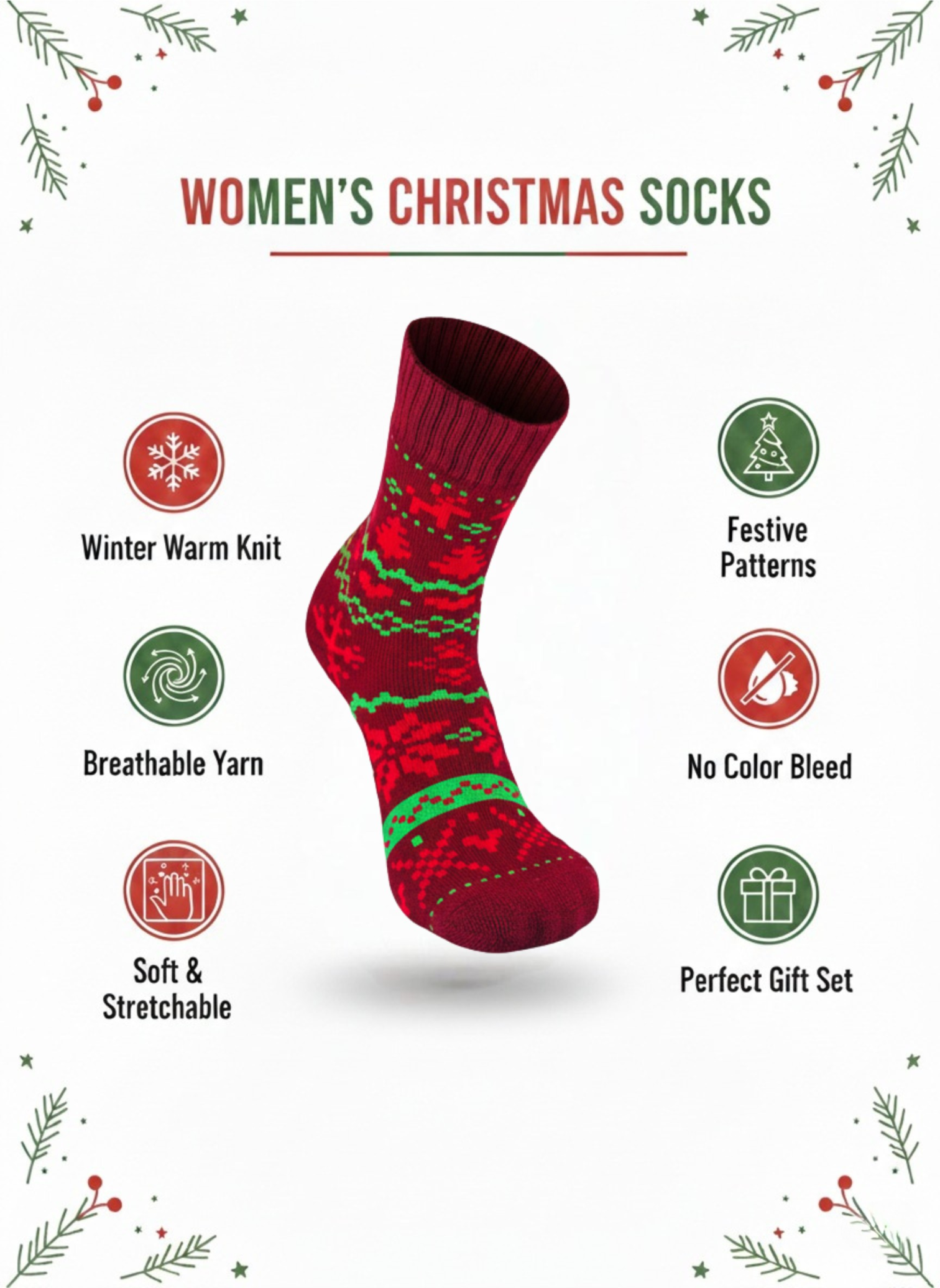 Fireplace Fleece Christmas Socks (5-Pack)