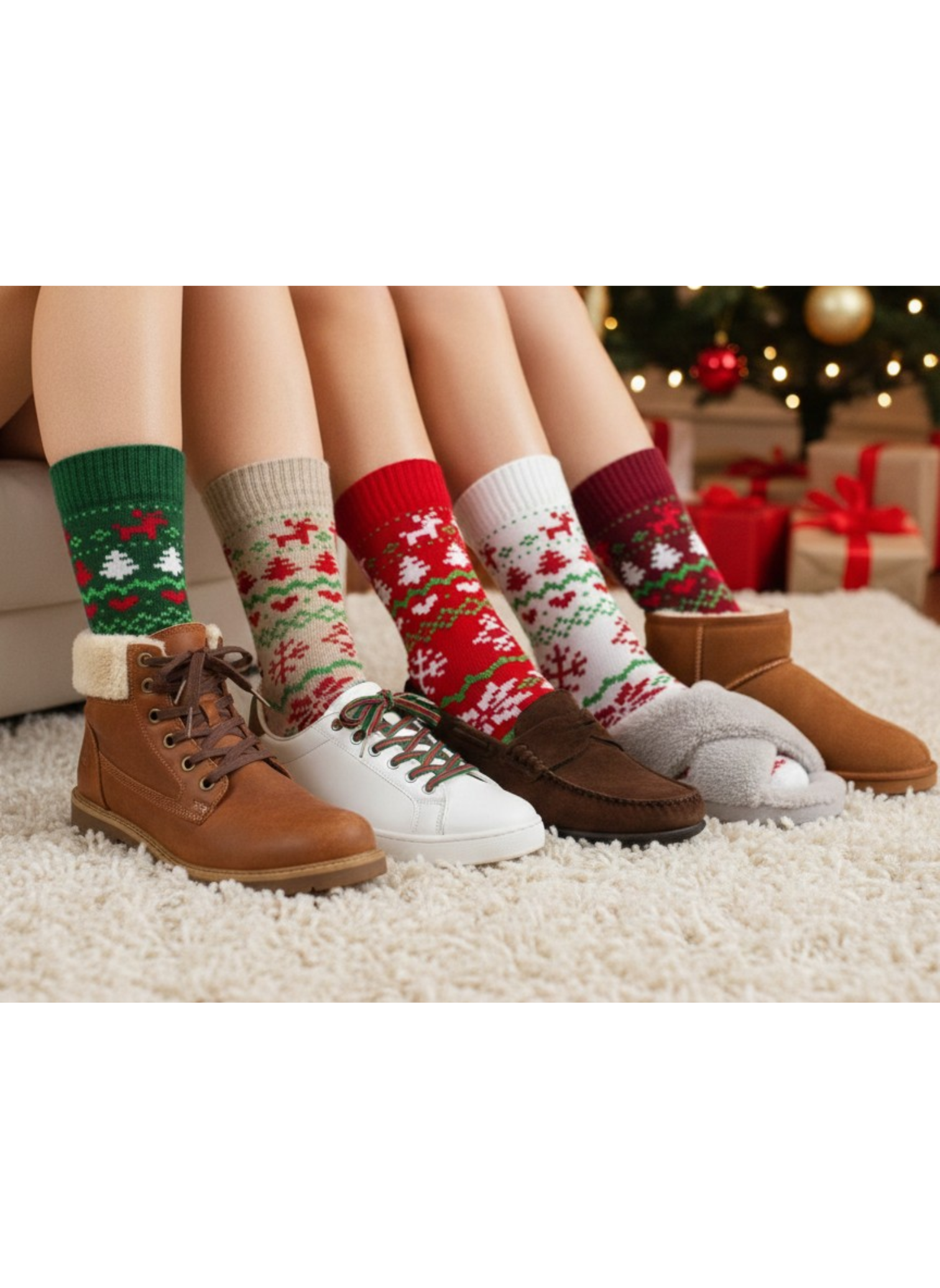 Fireplace Fleece Christmas Socks (5-Pack)