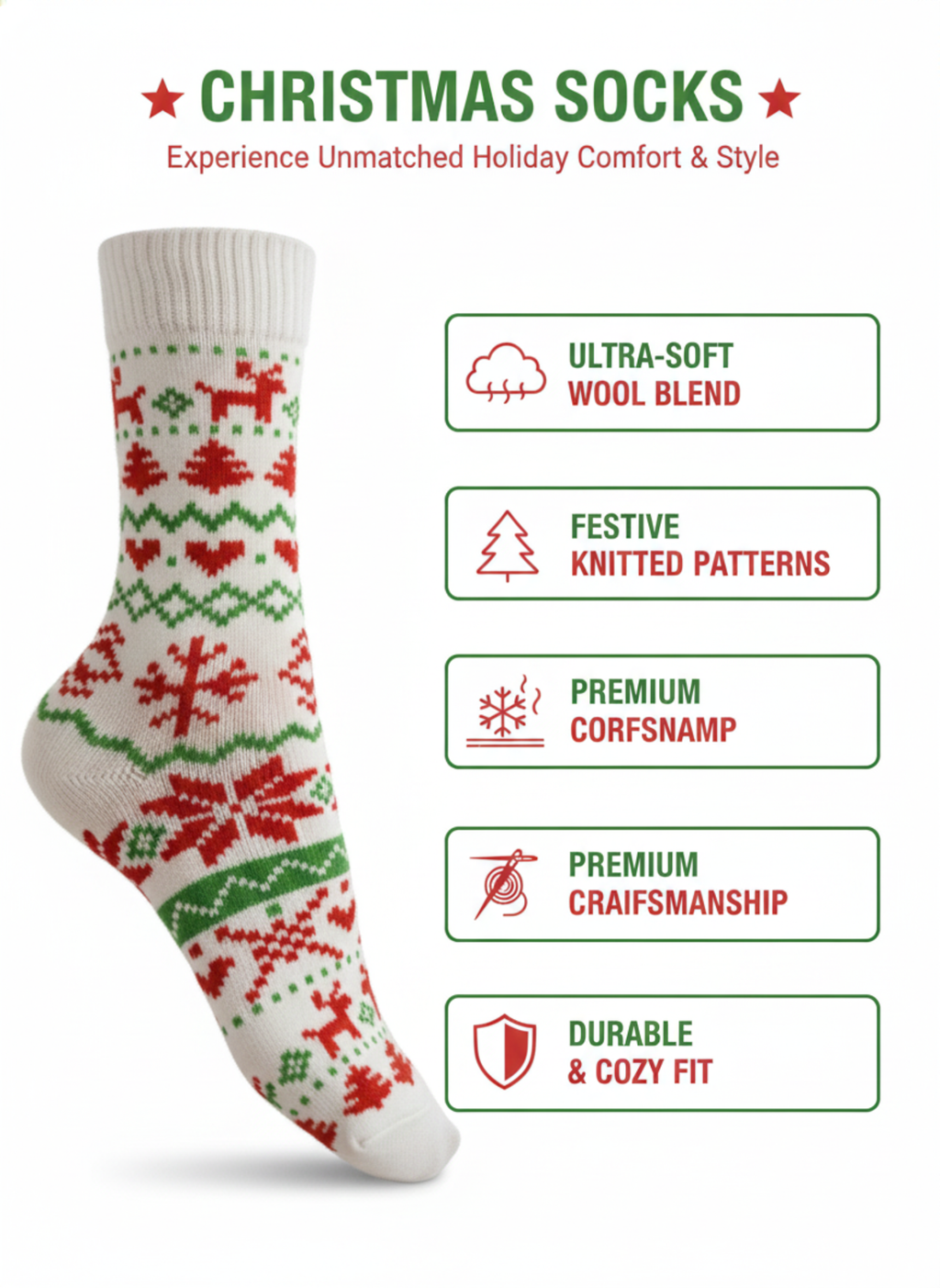 Fireplace Fleece Christmas Socks (5-Pack)