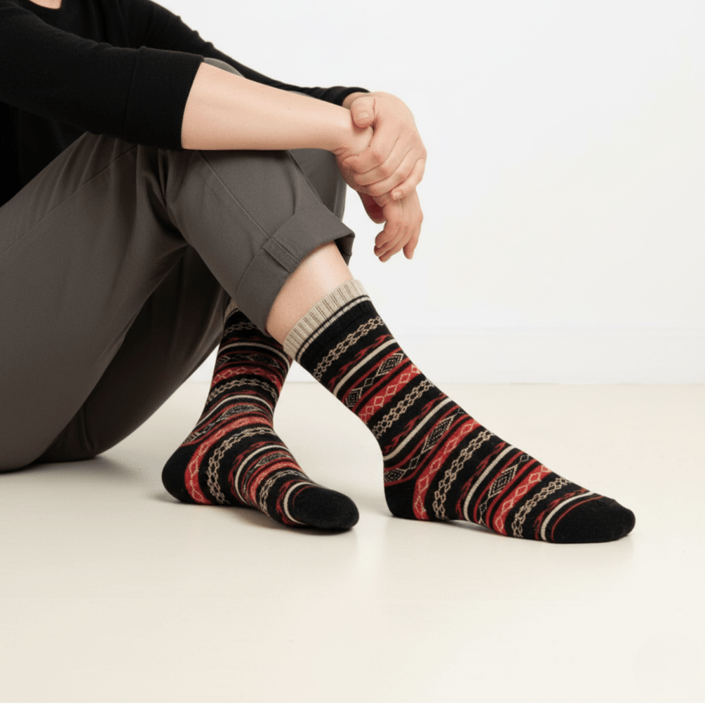 Nomad Knit - BLACK/RED - Sockscarving - Feel The Comfort