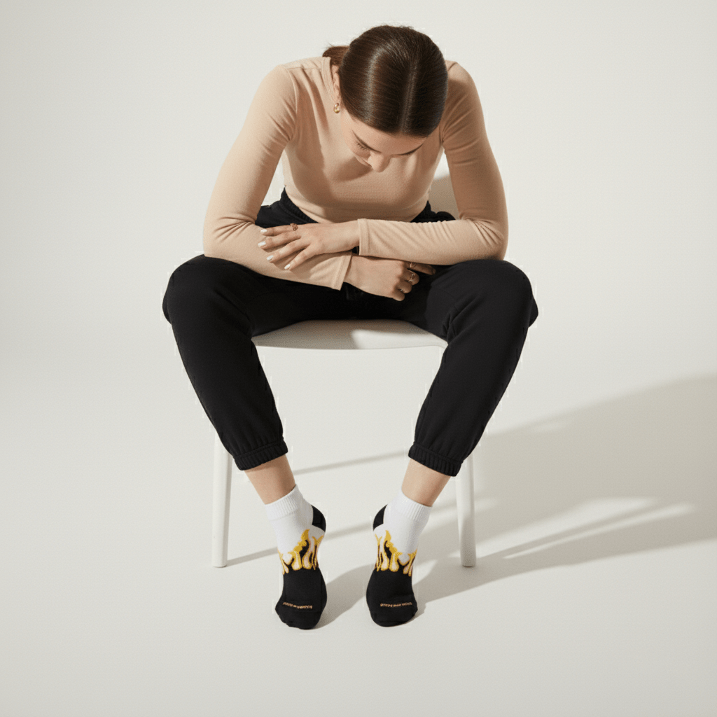 Elemental Spark - BLACK/WHITE - YELLOW FLAMES - Sockscarving - Feel The Comfort