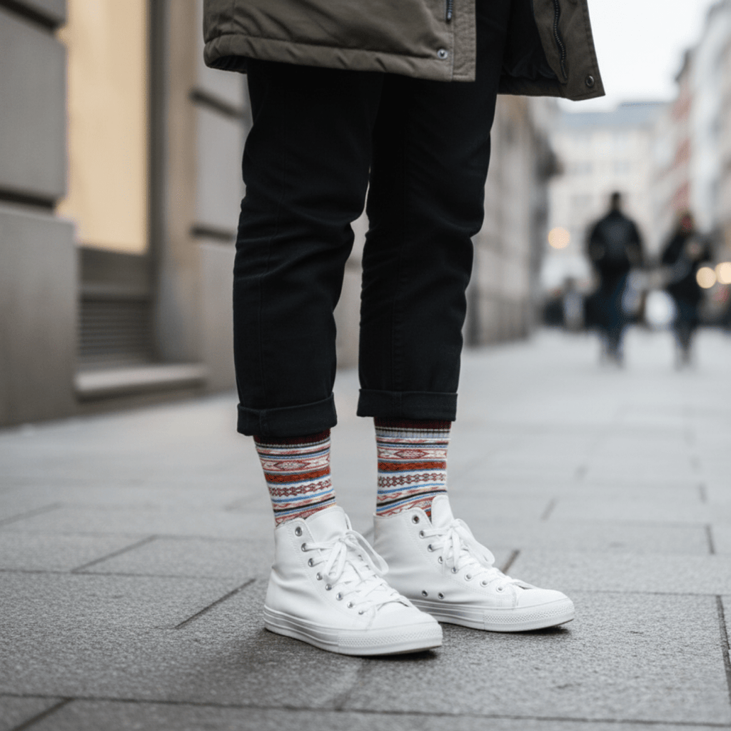 Nomad Knit - WHITE/RED - Sockscarving - Feel The Comfort
