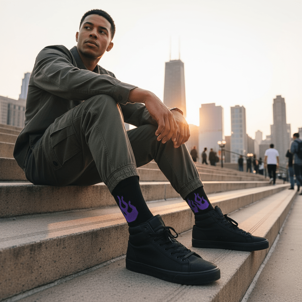 Elemental Ember - BLACK/PURPLE - Sockscarving - Feel The Comfort