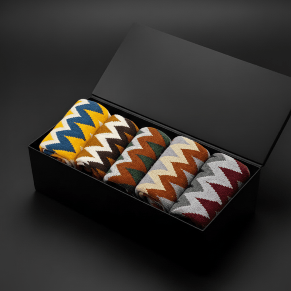 Winter Chevron: Vibrant Warmth - Sockscarving - Feel The Comfort