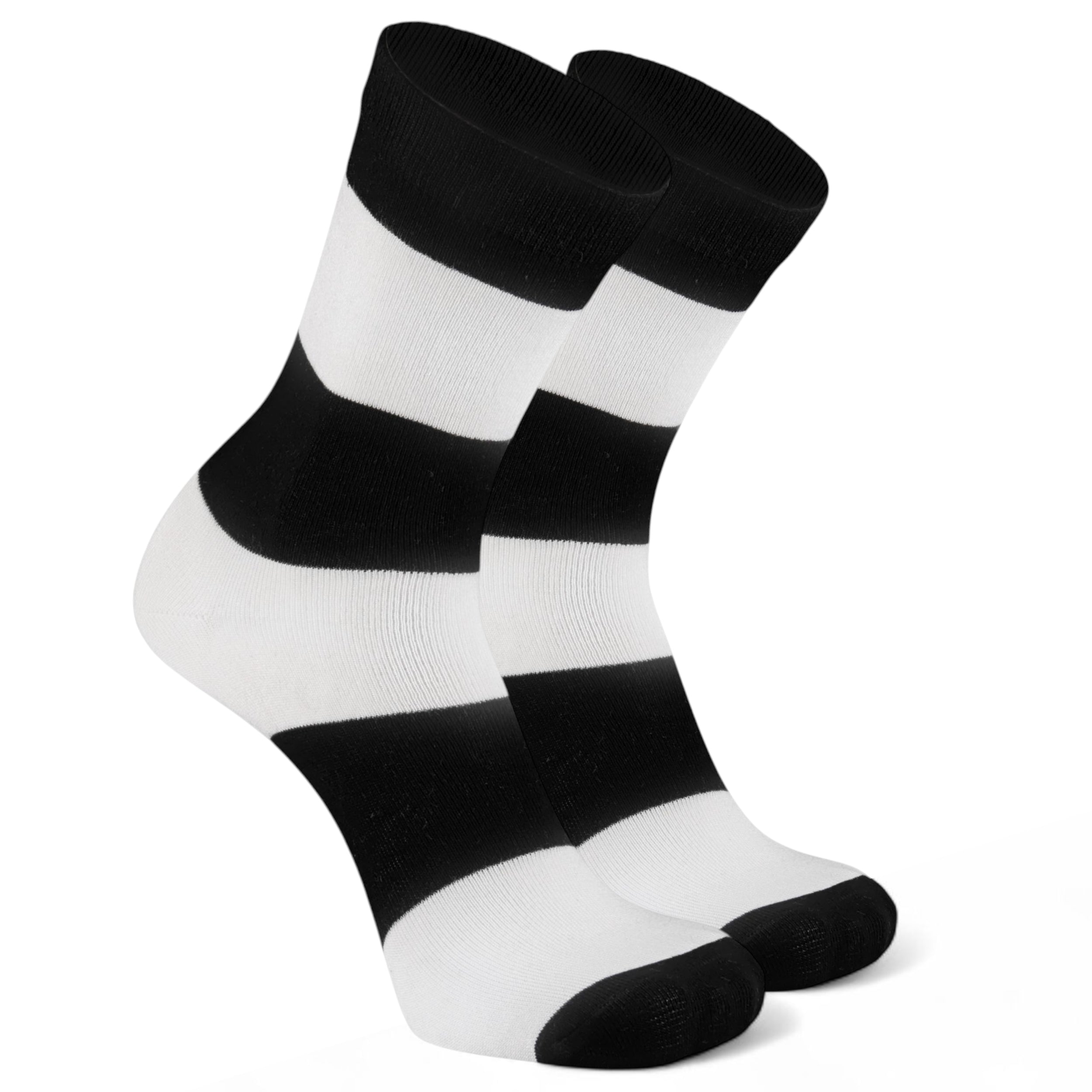 Black & White Strip Bamboo- Elegance essentials Bamboo Crew Length Socks