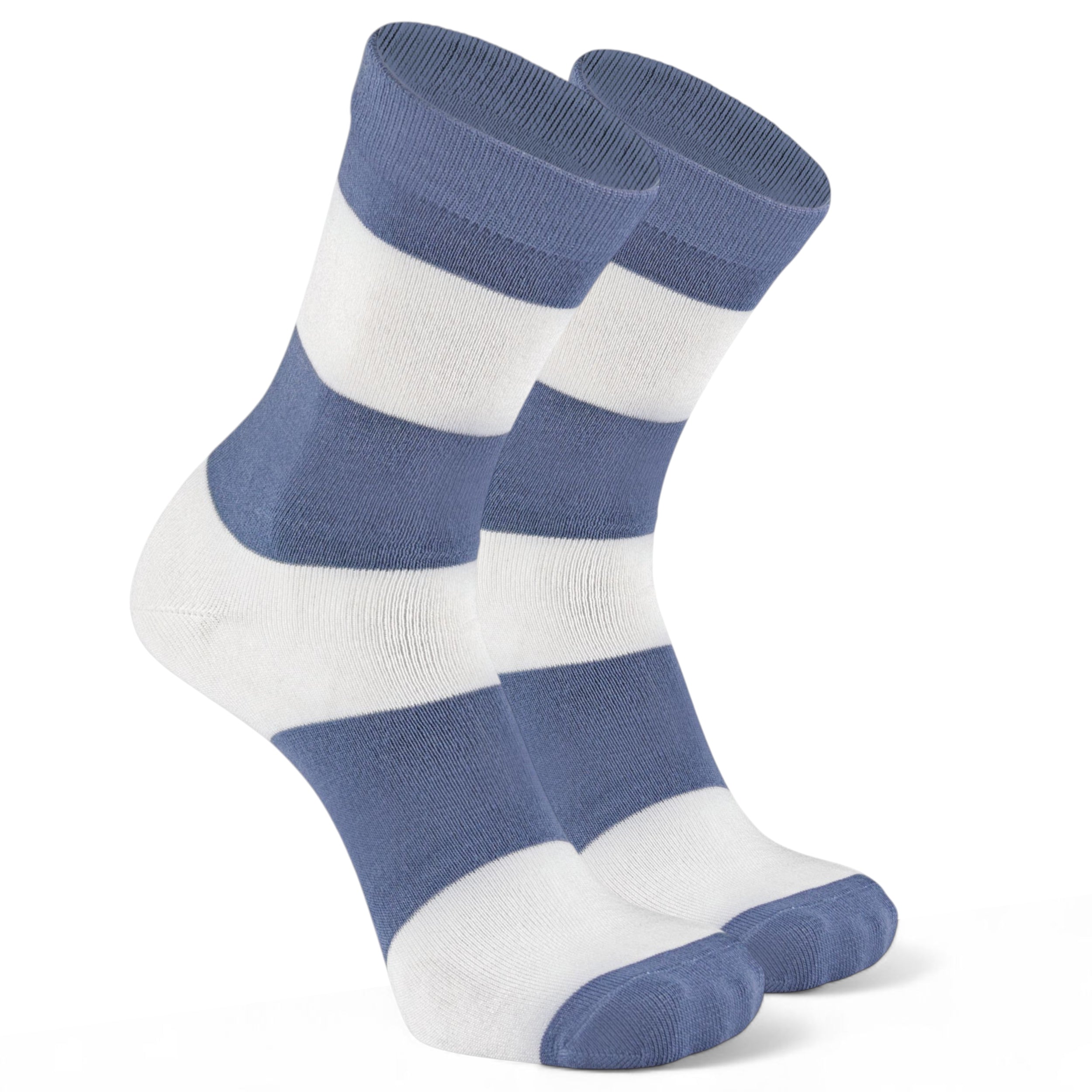 Bombay Grey & White Stripe Bamboo- Monochrome Master Bamboo Crew Length Socks