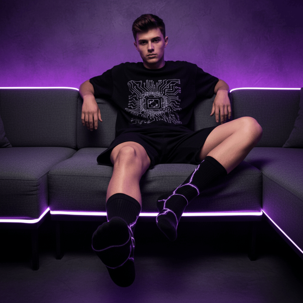 Elemental Shock - BLACK - PURPLE LIGHT - Sockscarving - Feel The Comfort