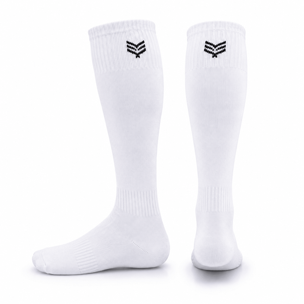 '-Sports Solid Knee length Socks - White-