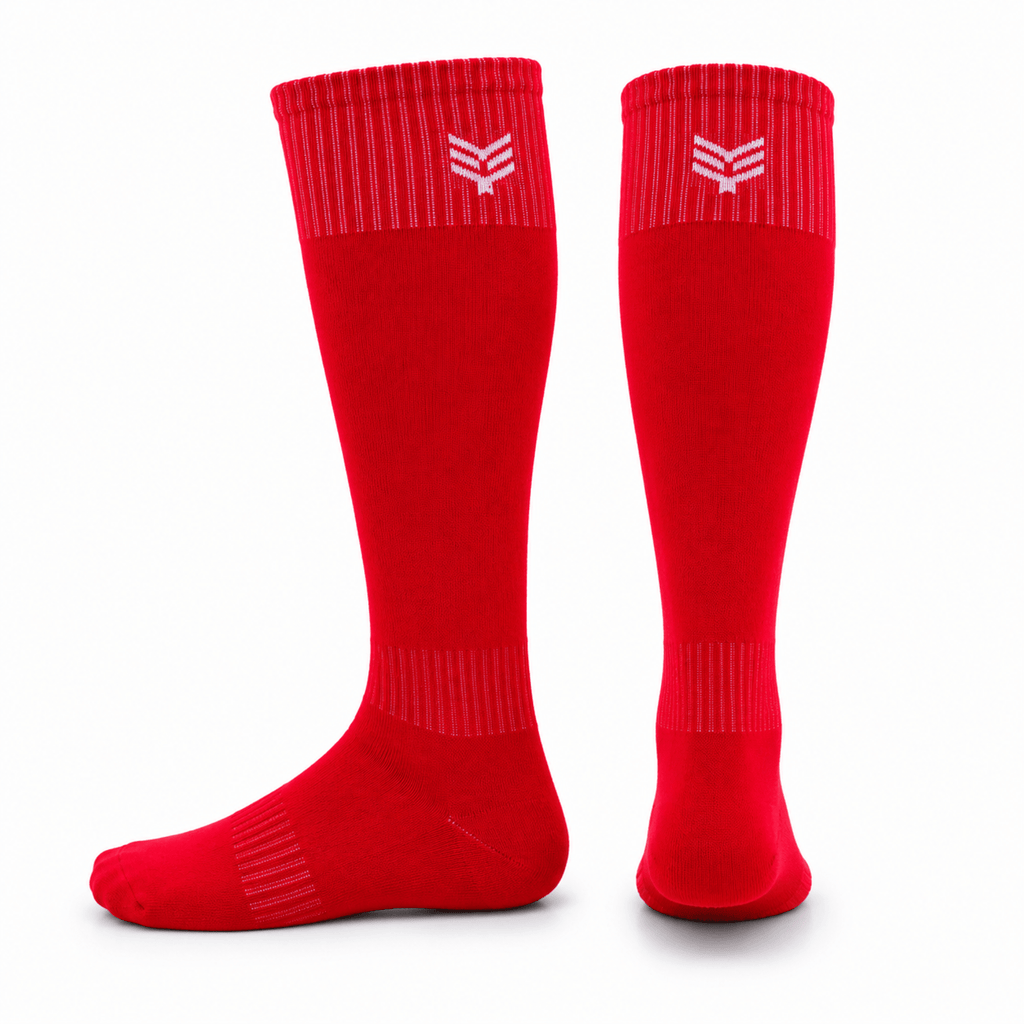'-Sports Solid Knee length Socks - Red-