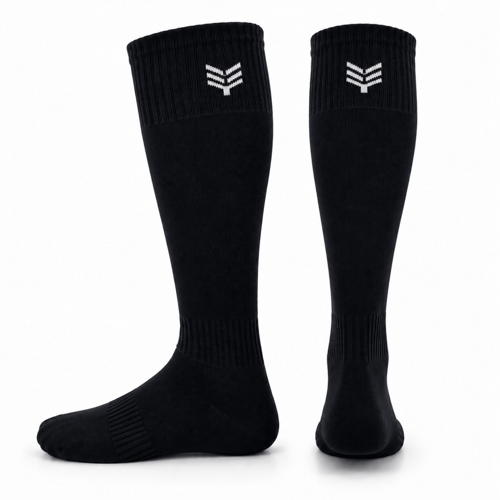 '-Sports Solid Knee length Socks - Black-