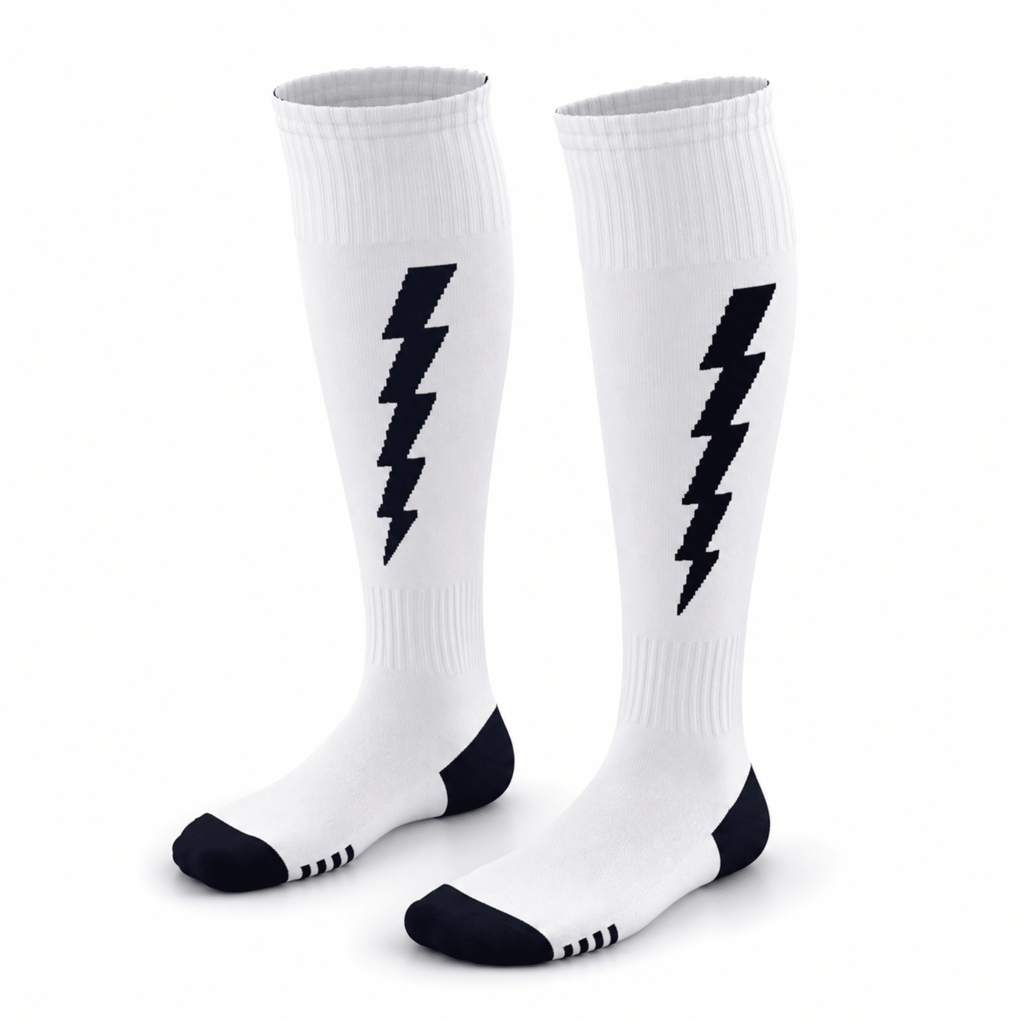 '-Flash Performer Knee length Socks - White/Navy Blue-