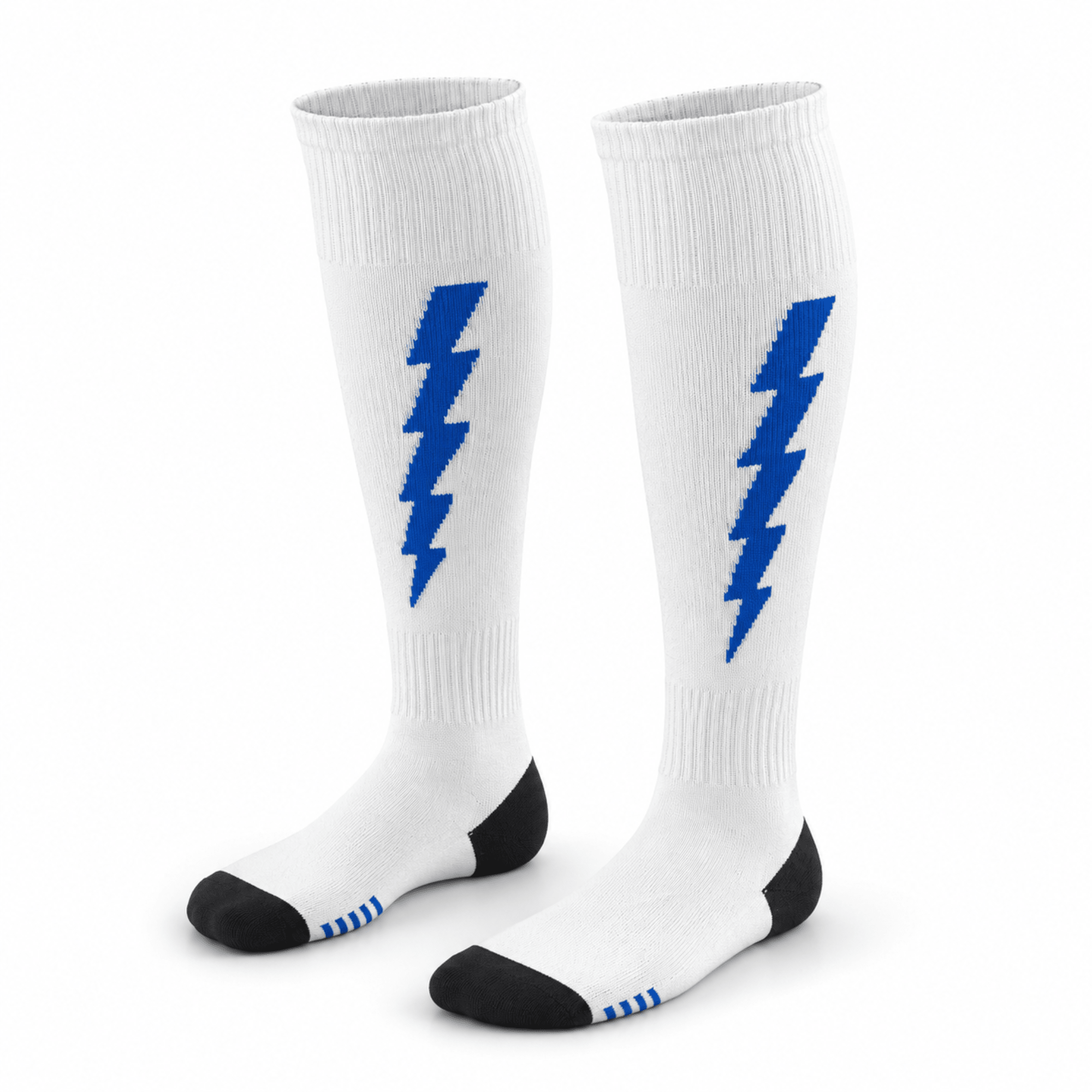 '-Flash Performer Knee length Socks - White/Royal Blue-