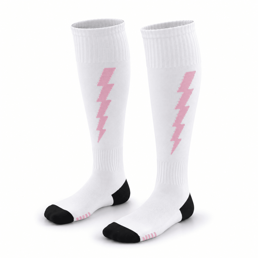 '-Flash Performer Knee length Socks - White/Pink-