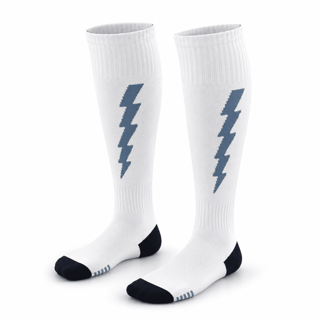 '-Flash Performer Knee length Socks - White/Light Blue-