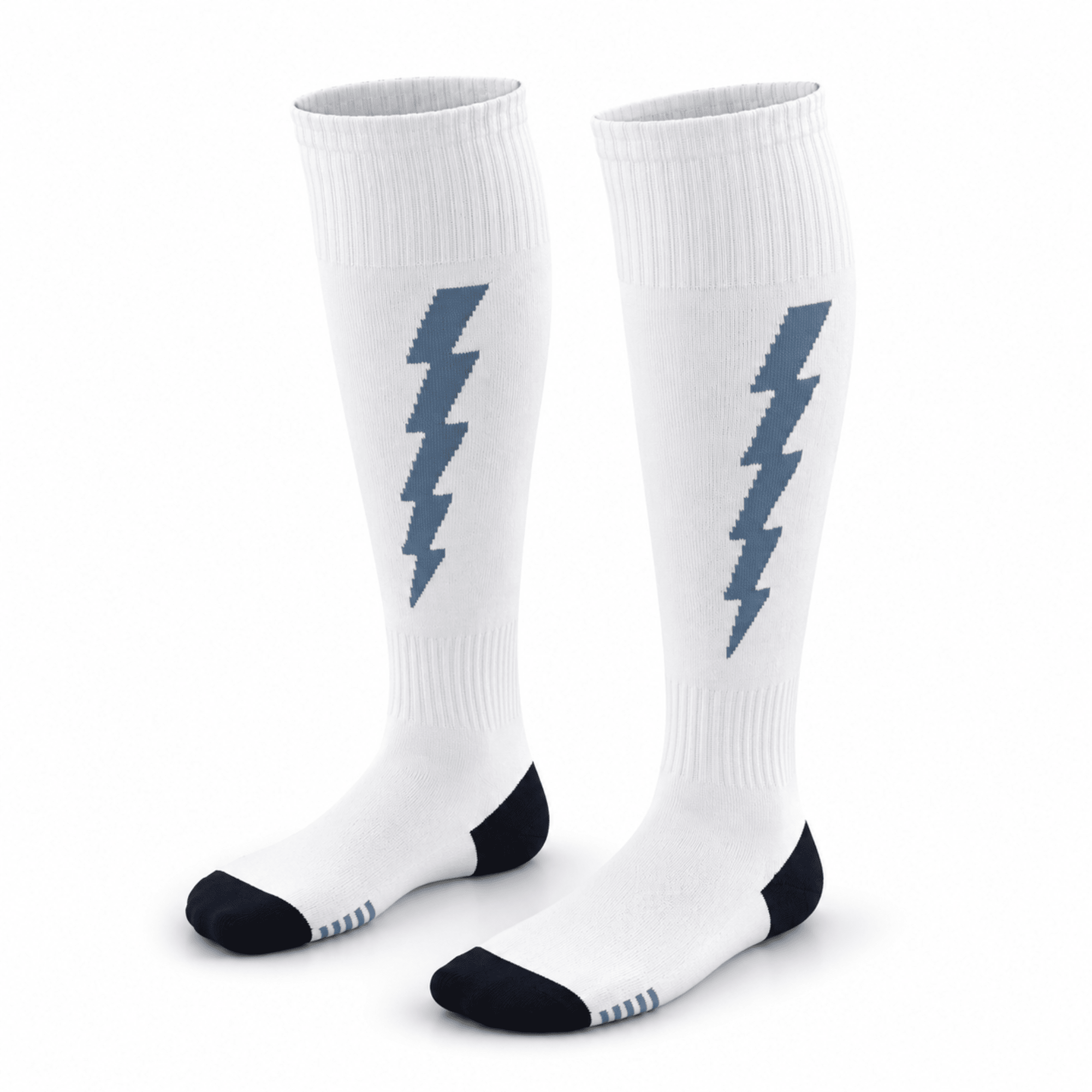 '-Flash Performer Knee length Socks - White/Light Blue-