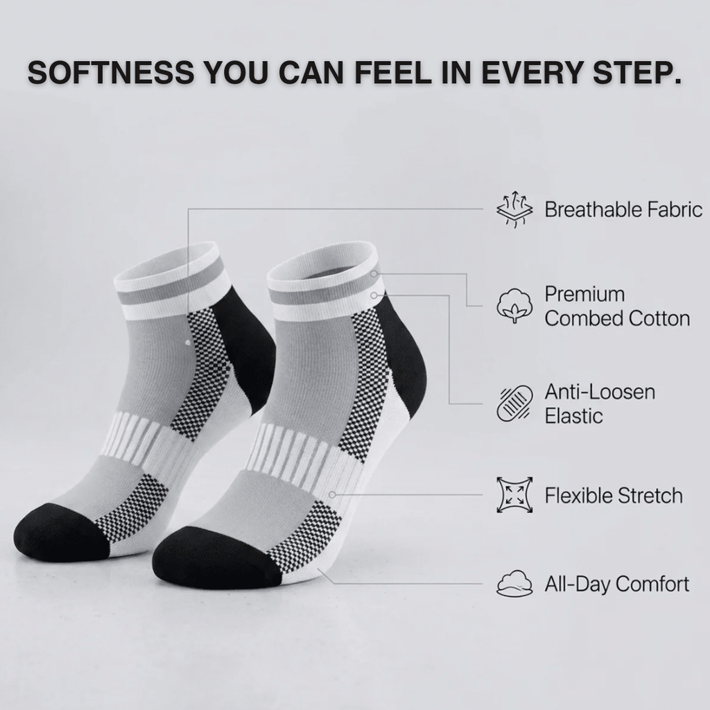 '-Airofit Cushioned Ankle Socks-Grey/White-