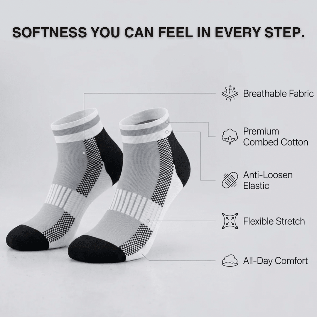 '-Airofit Cushioned Ankle Socks-Grey/White-