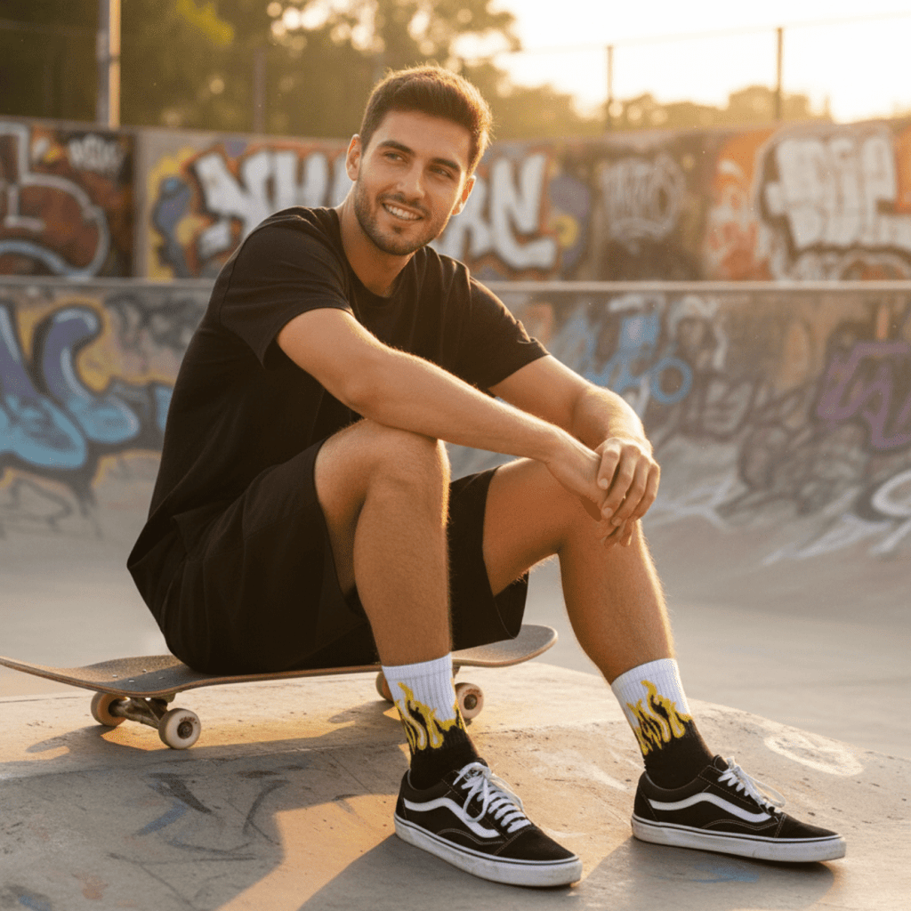 Elemental Blaze - BLACK/WHITE - YELLOW FLAMES - Sockscarving - Feel The Comfort