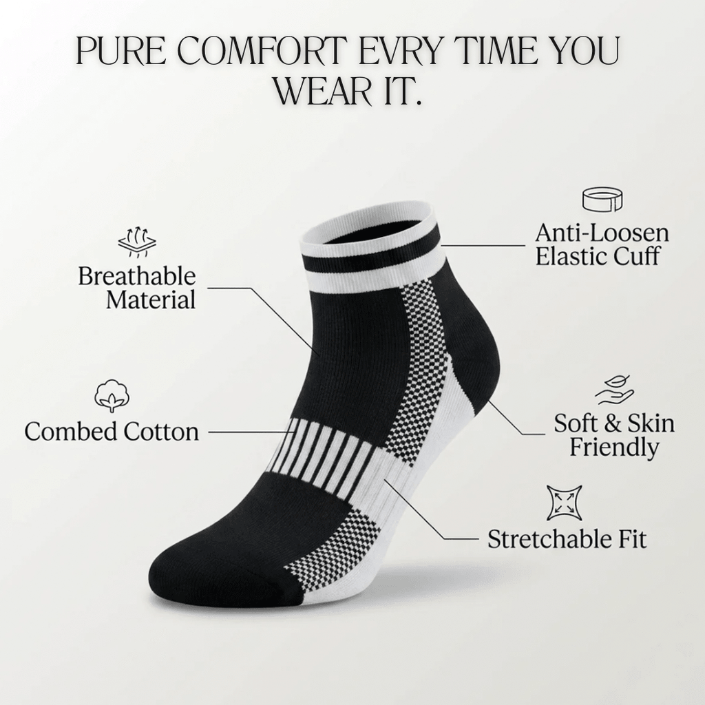 '-Airofit Cushioned Ankle Socks-Black/white-