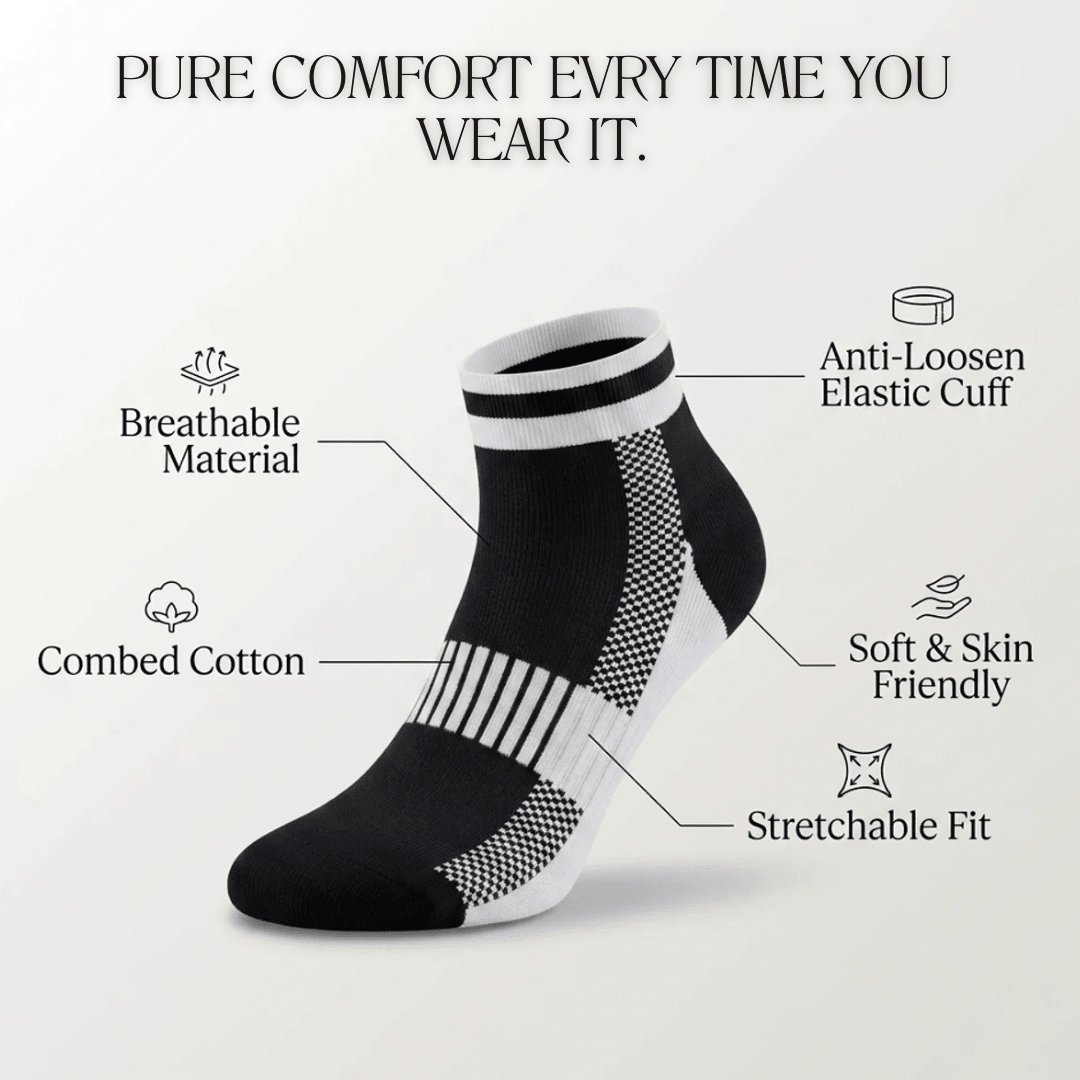 '-Airofit Cushioned Ankle Socks-Black/white-