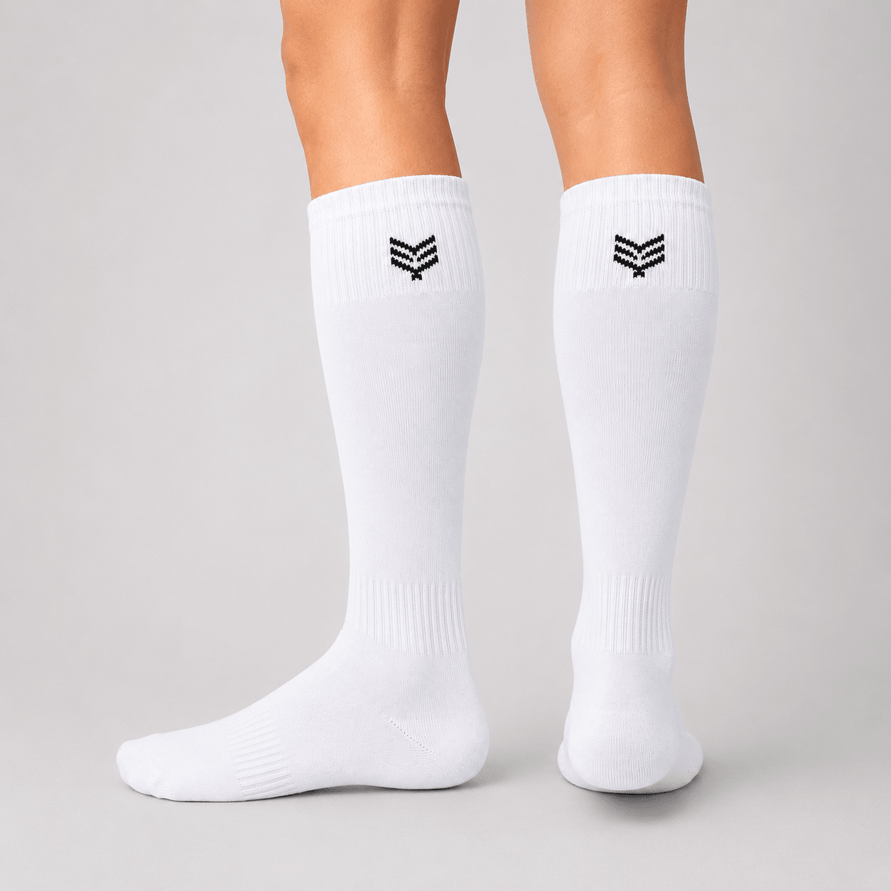 '-Sports Solid Knee length Socks - White-