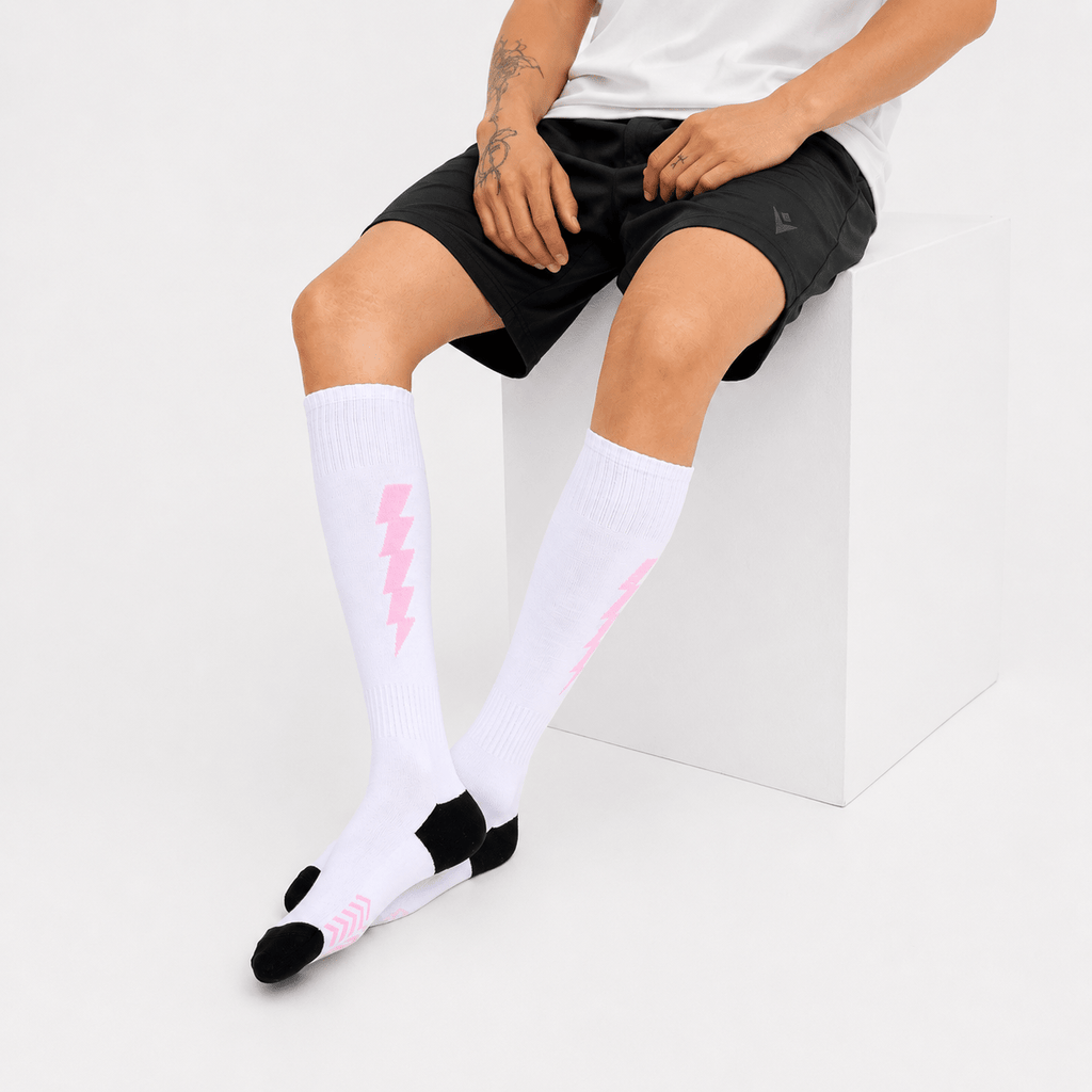 '-Flash Performer Knee length Socks - White/Pink-