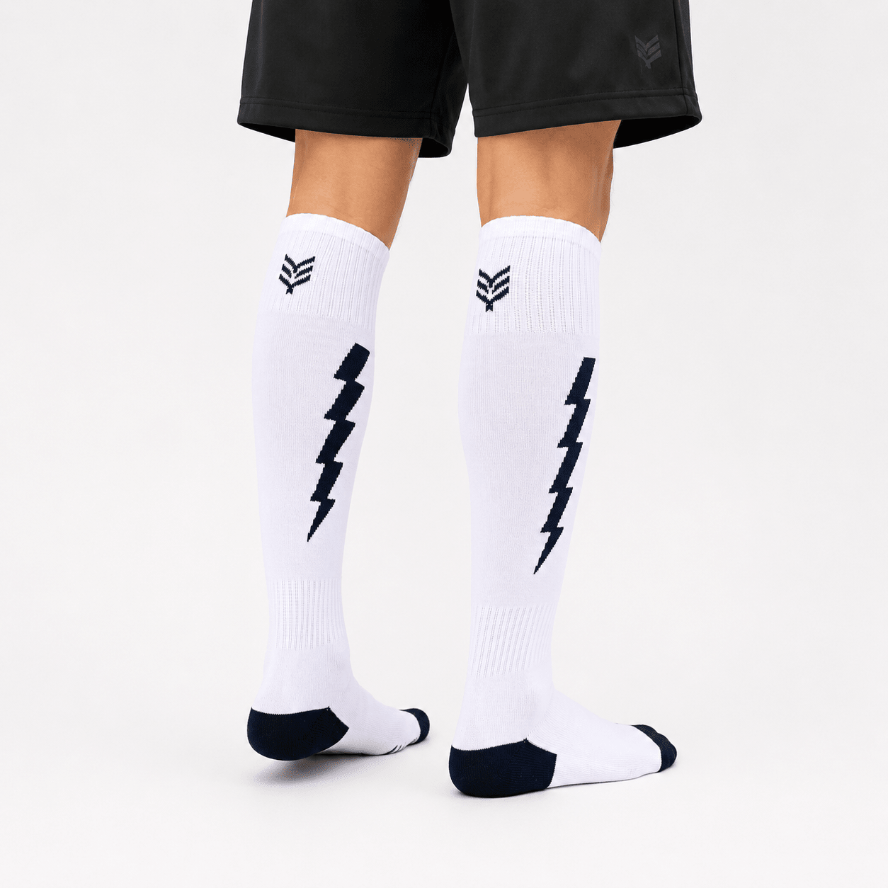 '-Flash Performer Knee length Socks - White/Navy Blue-