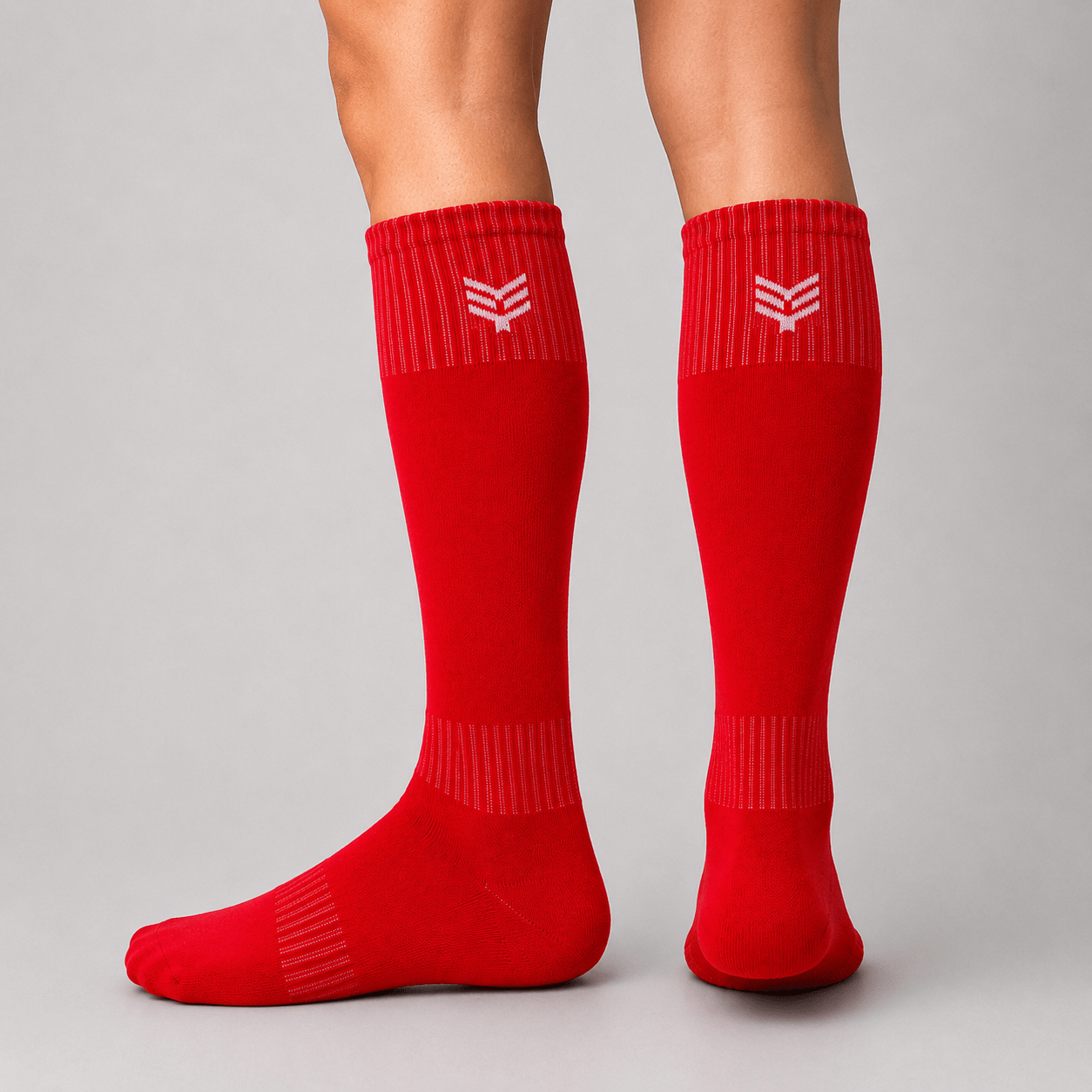 '-Sports Solid Knee length Socks - Red-
