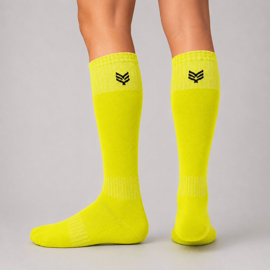 '-Sports Solid Knee length Socks - Neon yellow-