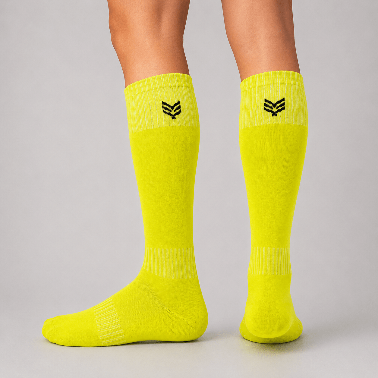 '-Sports Solid Knee length Socks - Neon yellow-