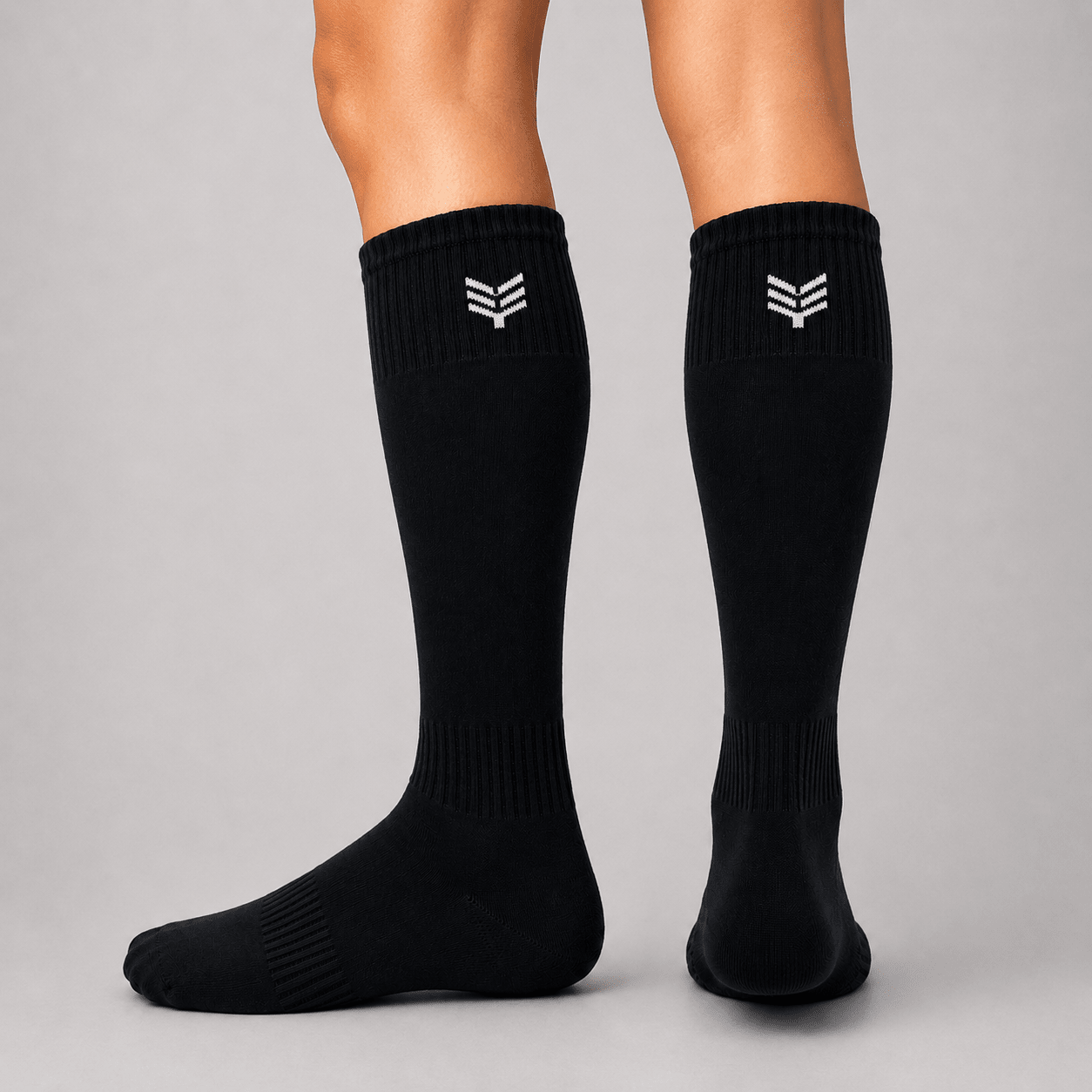 '-Sports Solid Knee length Socks - Black-
