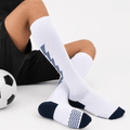 '-Flash Performer Knee length Socks - White/Light Blue-