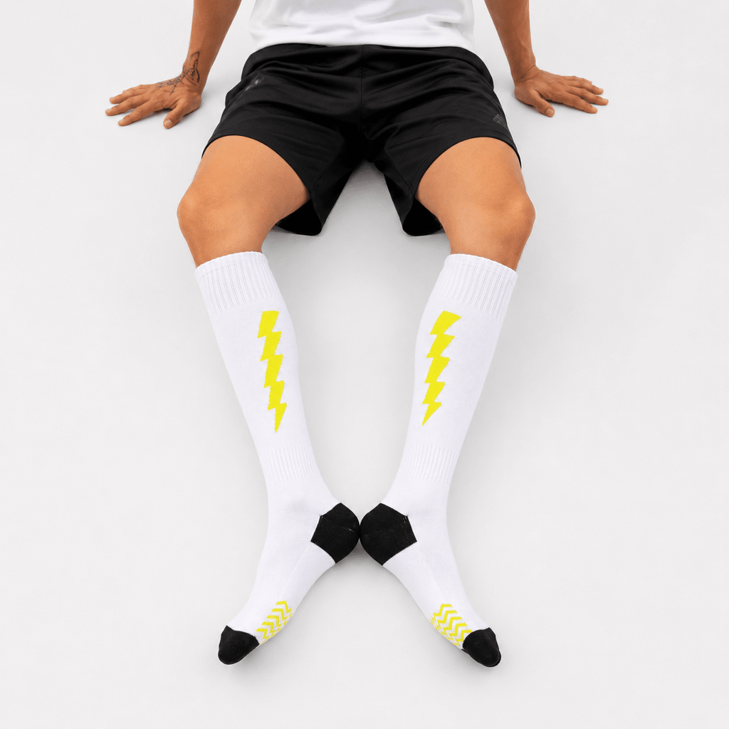 '-Flash Performer Knee length Socks - White/Neon-
