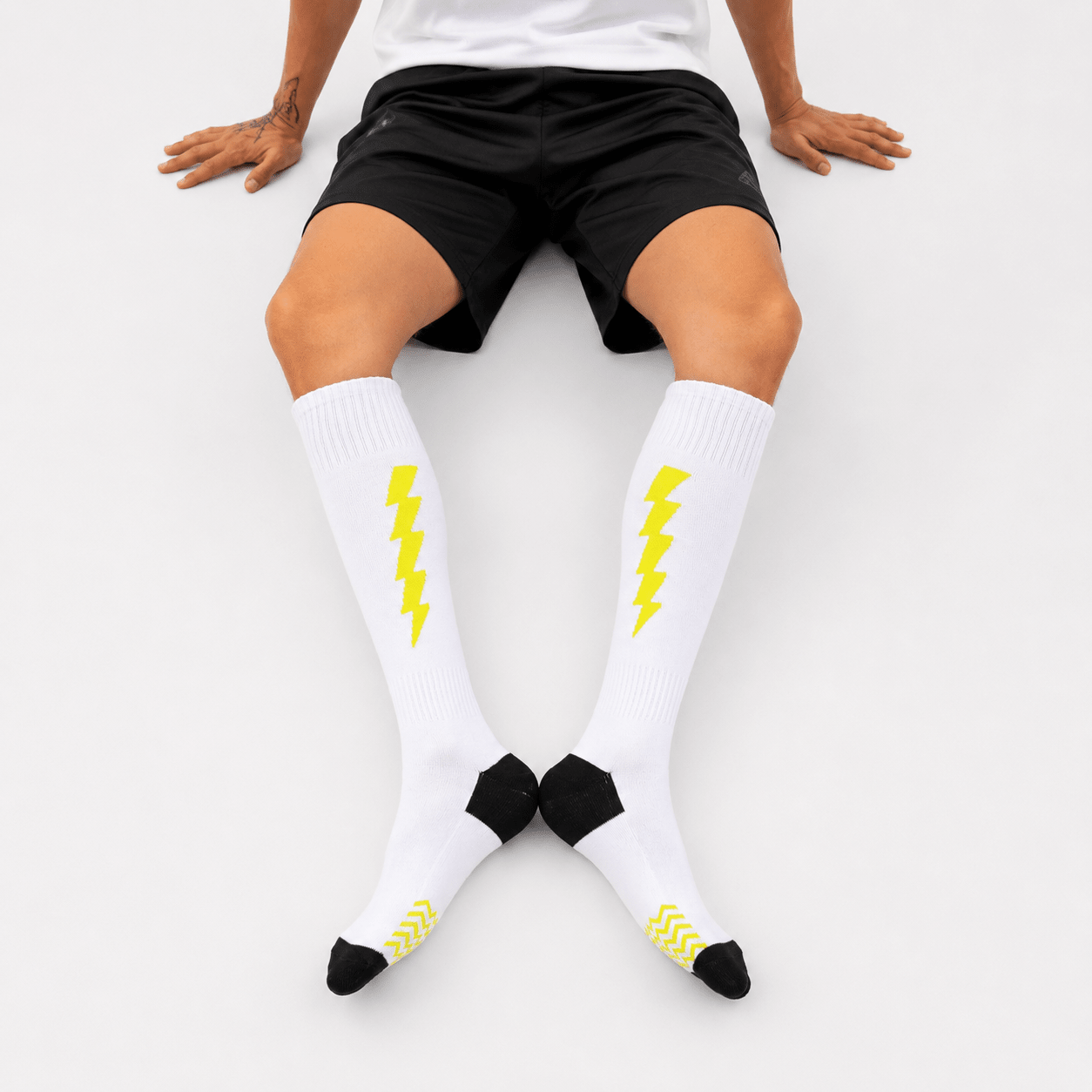 '-Flash Performer Knee length Socks - White/Neon-