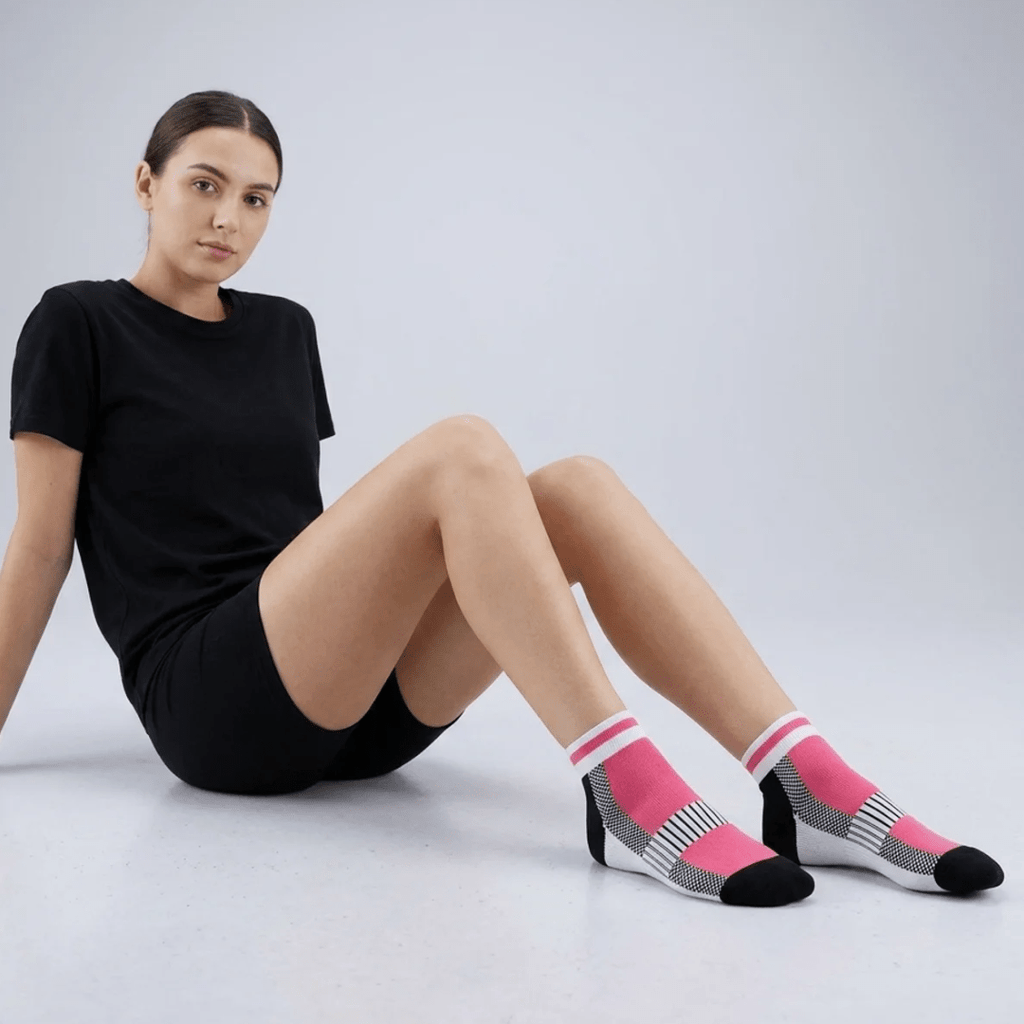 '-Airofit Cushioned Ankle Socks-Pink/White-