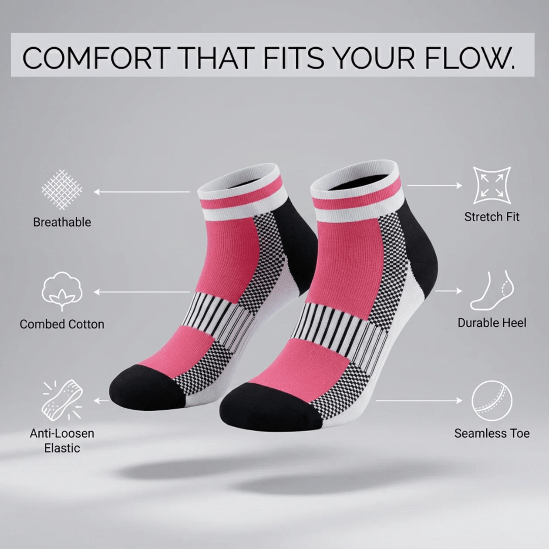 '-Airofit Cushioned Ankle Socks-Pink/White-
