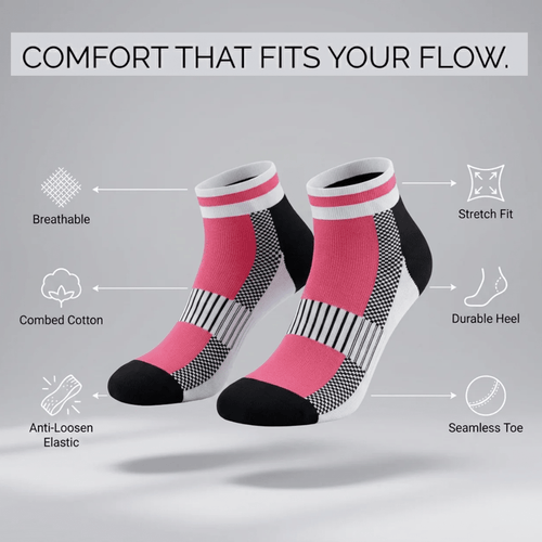 '-Airofit Cushioned Ankle Socks-Pink/White-