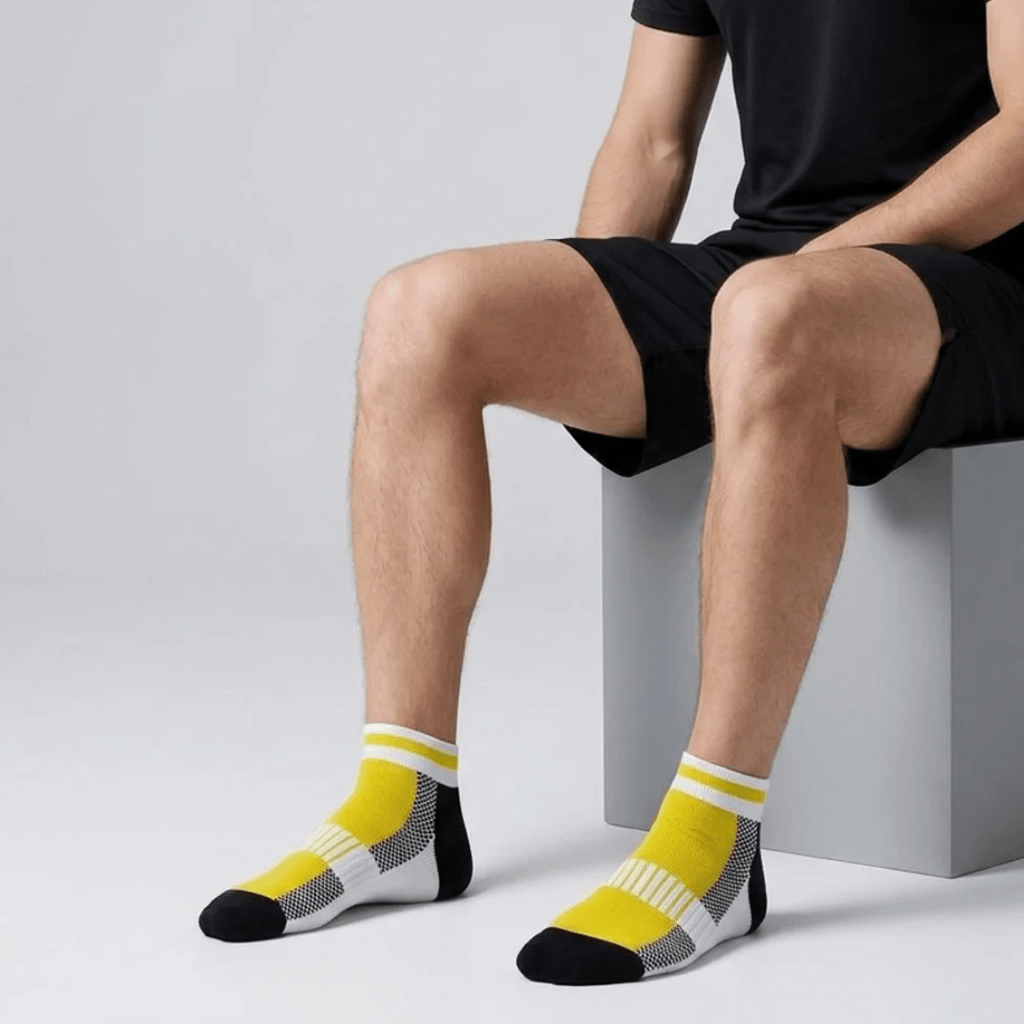 '-Airofit Cushioned Ankle Socks-Yellow/White-