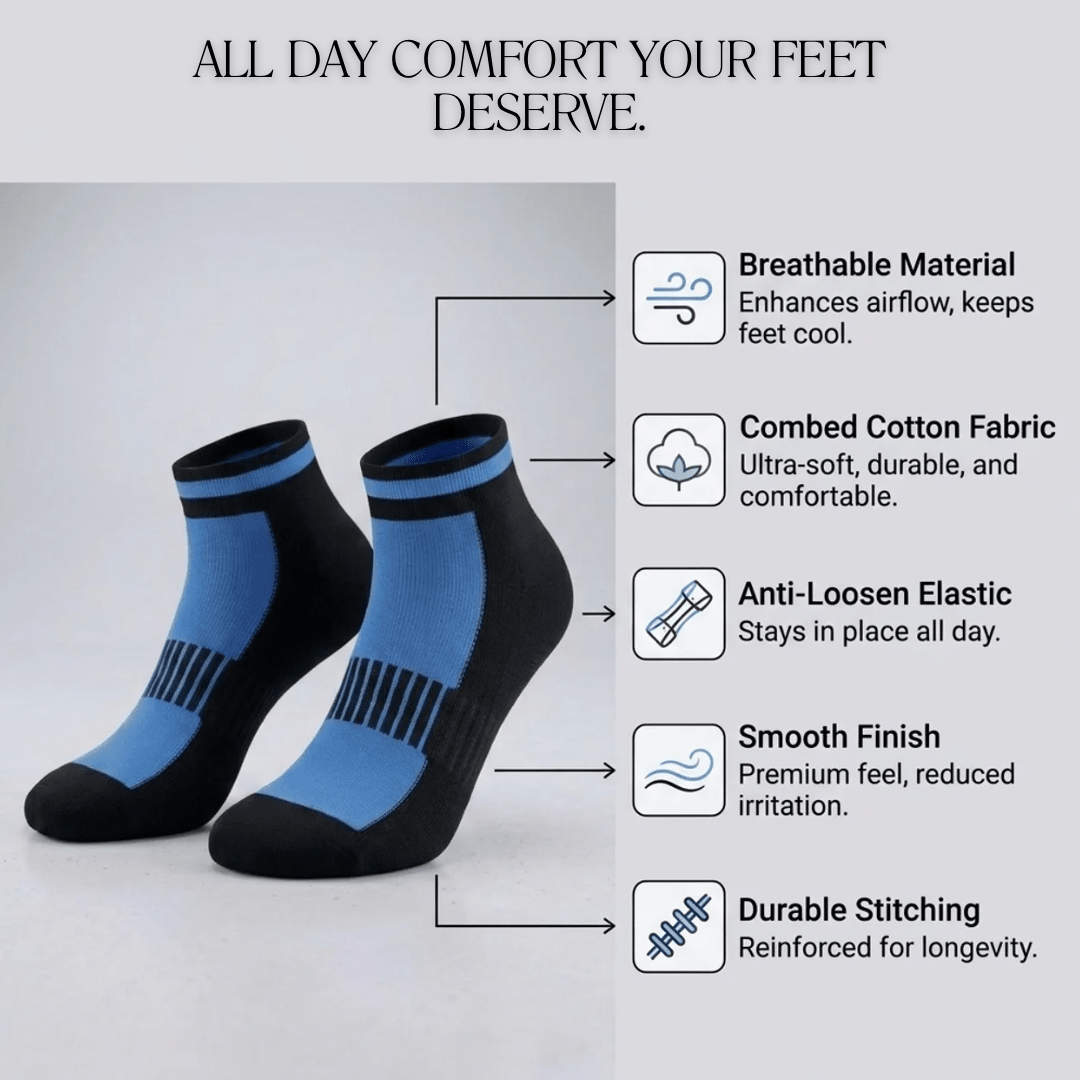 '-Airofit Cushioned Ankle Socks-Blue/Black-