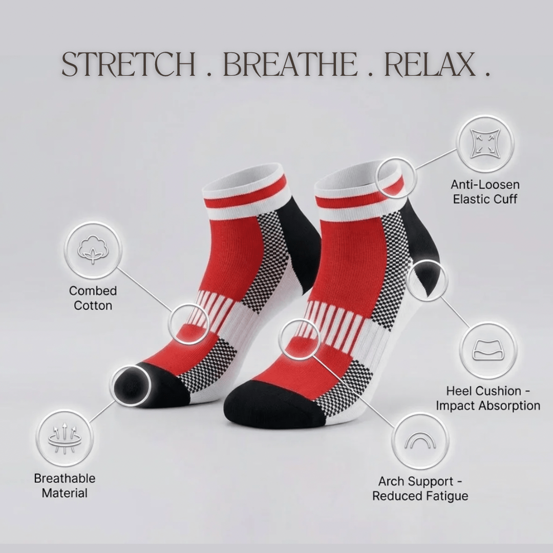 '-Airofit Cushioned Ankle Socks-Red/white-