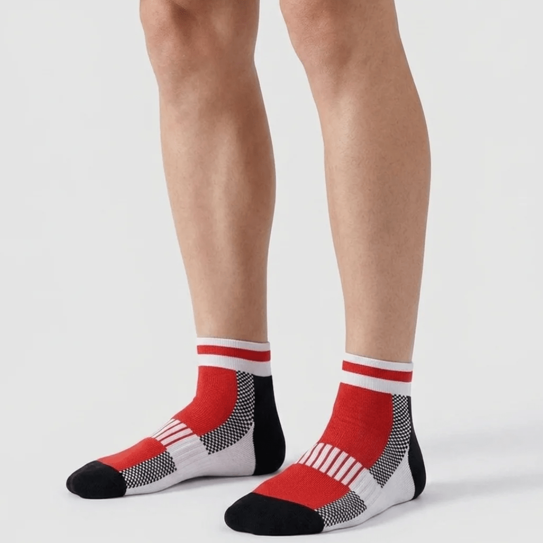 '-Airofit Cushioned Ankle Socks-Red/white-