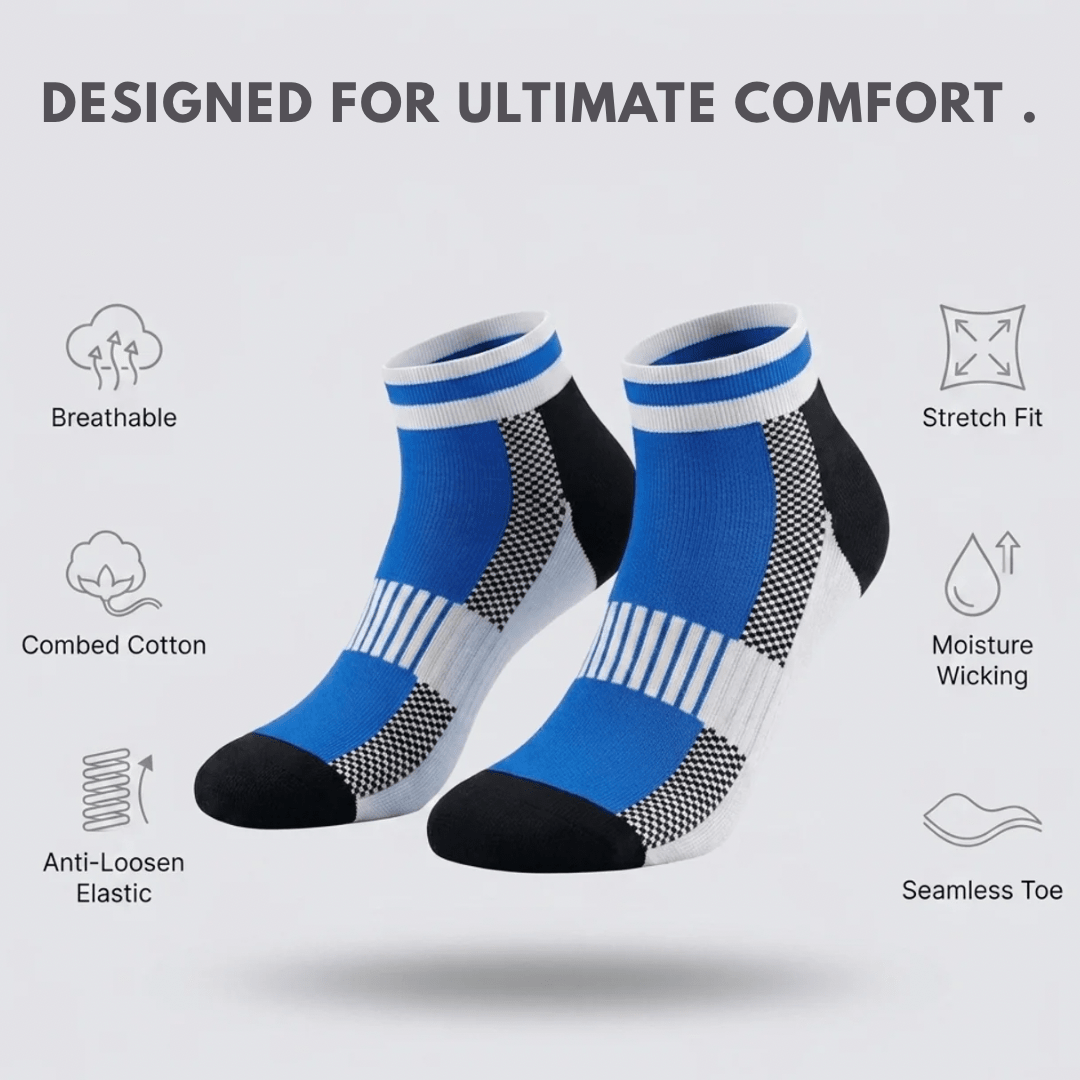 '-Airofit Cushioned Ankle Socks-Blue/White-
