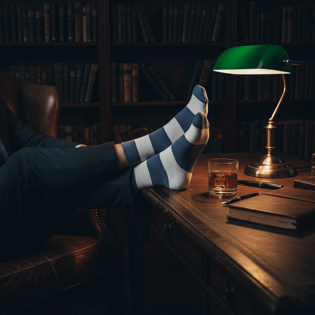 Serene Hue - Bombay Grey & White Stripe - Sockscarving - Feel The Comfort